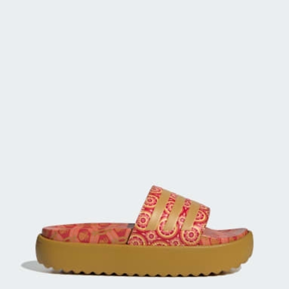 Adidas Adilette - FARM Rio collab - Platform Victory Gold/ Tomato slides
